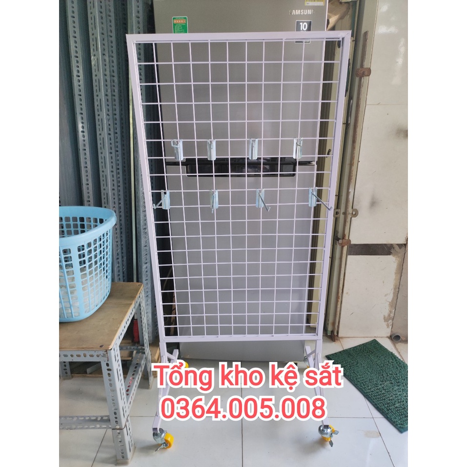 Khung lưới treo phụ kiện có chân 1m2 x 60cm + Tặng 5 móc treo 10cm