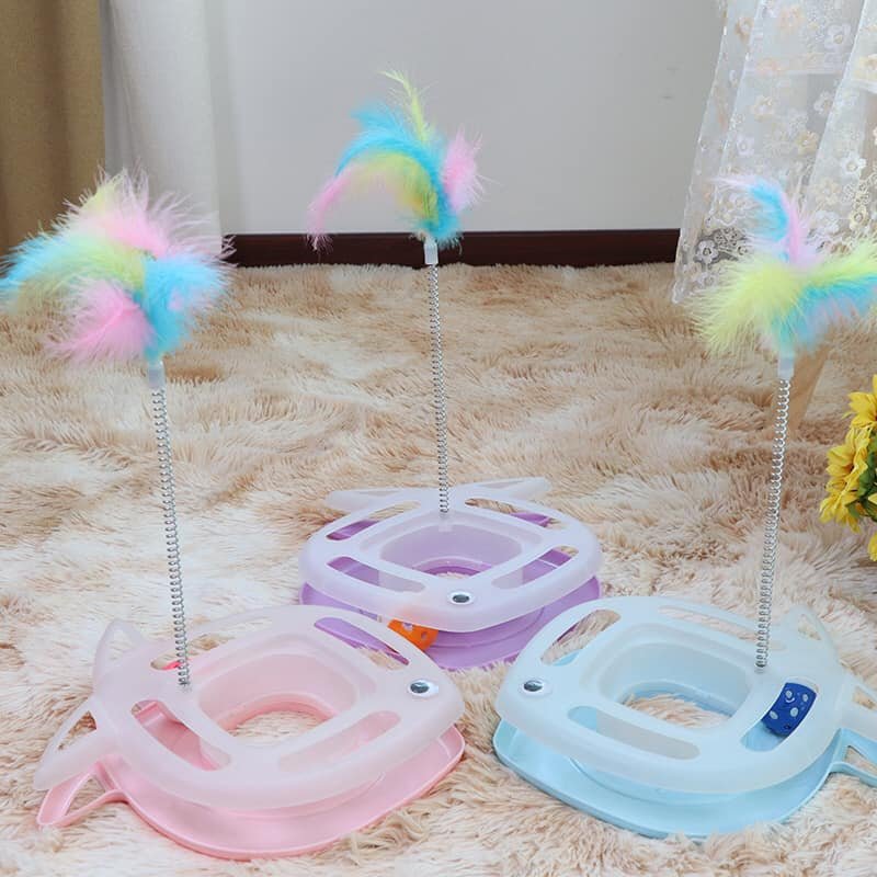 [Hoàn Tiền 10%] Đồ chơi cho chó mèo - Tháp chuông hình cá có lò xo lông vũ - ShopPetAz