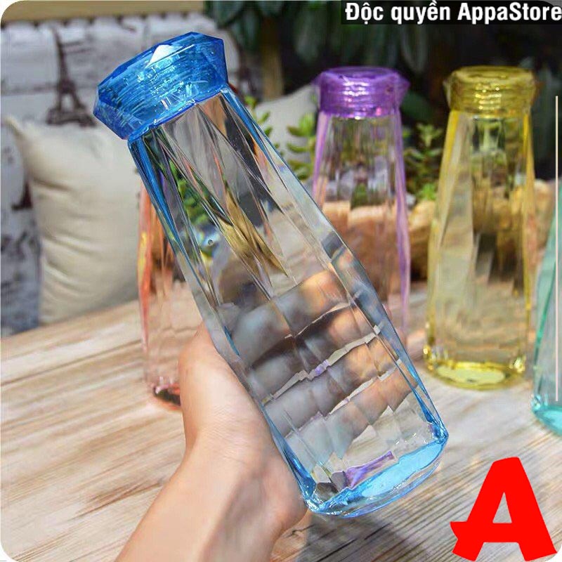 APPA STORE Bình nước thủy tinh hình kim cương các màu cao cấp