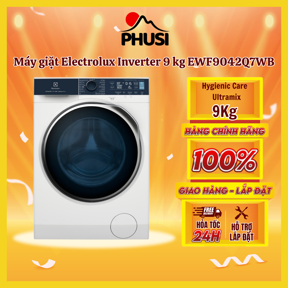 ✅Máy giặt Electrolux EWF9042Q7WB 9kg Inverter Giặt nhanh tiện lợi, Giặt hơi nước HygienicCare diệt khuẩn, Khả năng kết nối Wifi - giao hàng miễn phí HCM