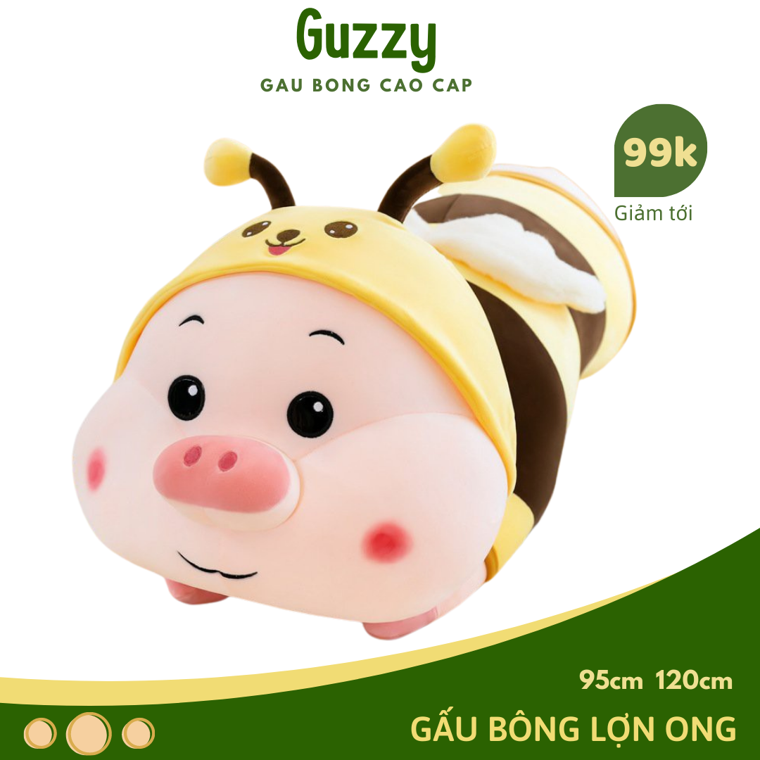 Gấu bông lợn biến hình cosplay gấu bông lợn ong dễ thương kích thước 1m - 1m2, gấu bông cho bé mềm mại