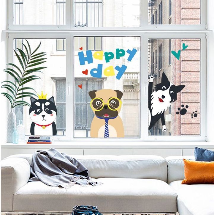 [HCM] Decal dán tường hình các chú chó Happy Day