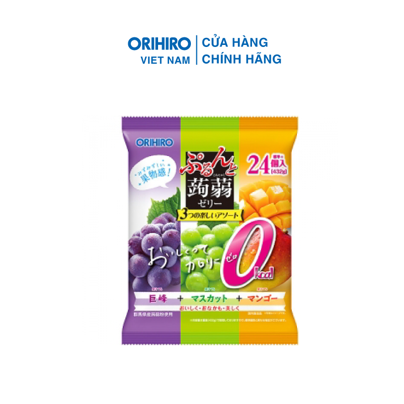 Thạch trái cây Orihiro 3 vị nho tím, nho xanh và xoài