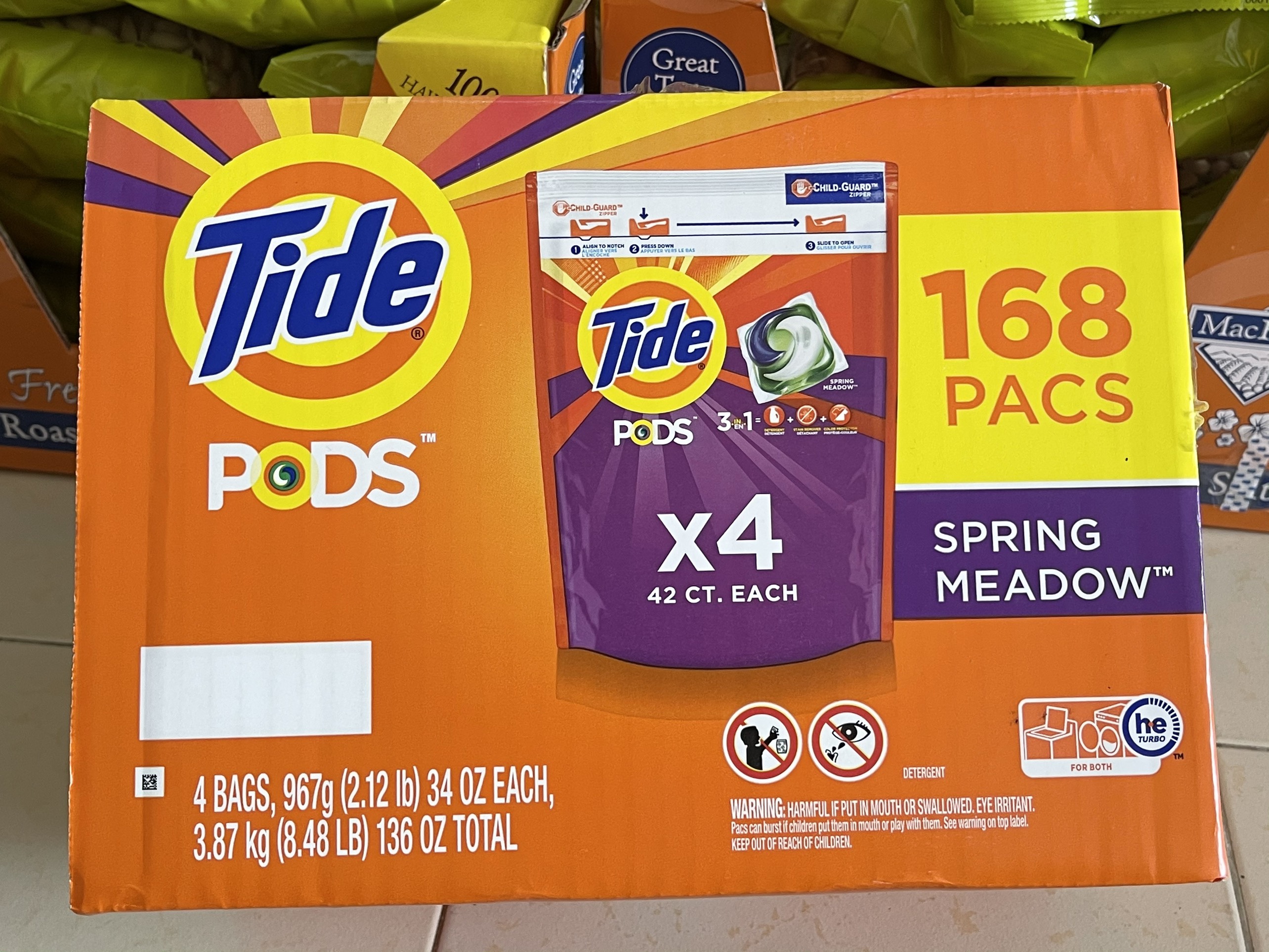 Thùng Viên giặt Tide Pods Mỹ (4 gói) , có bán lẽ từng gói