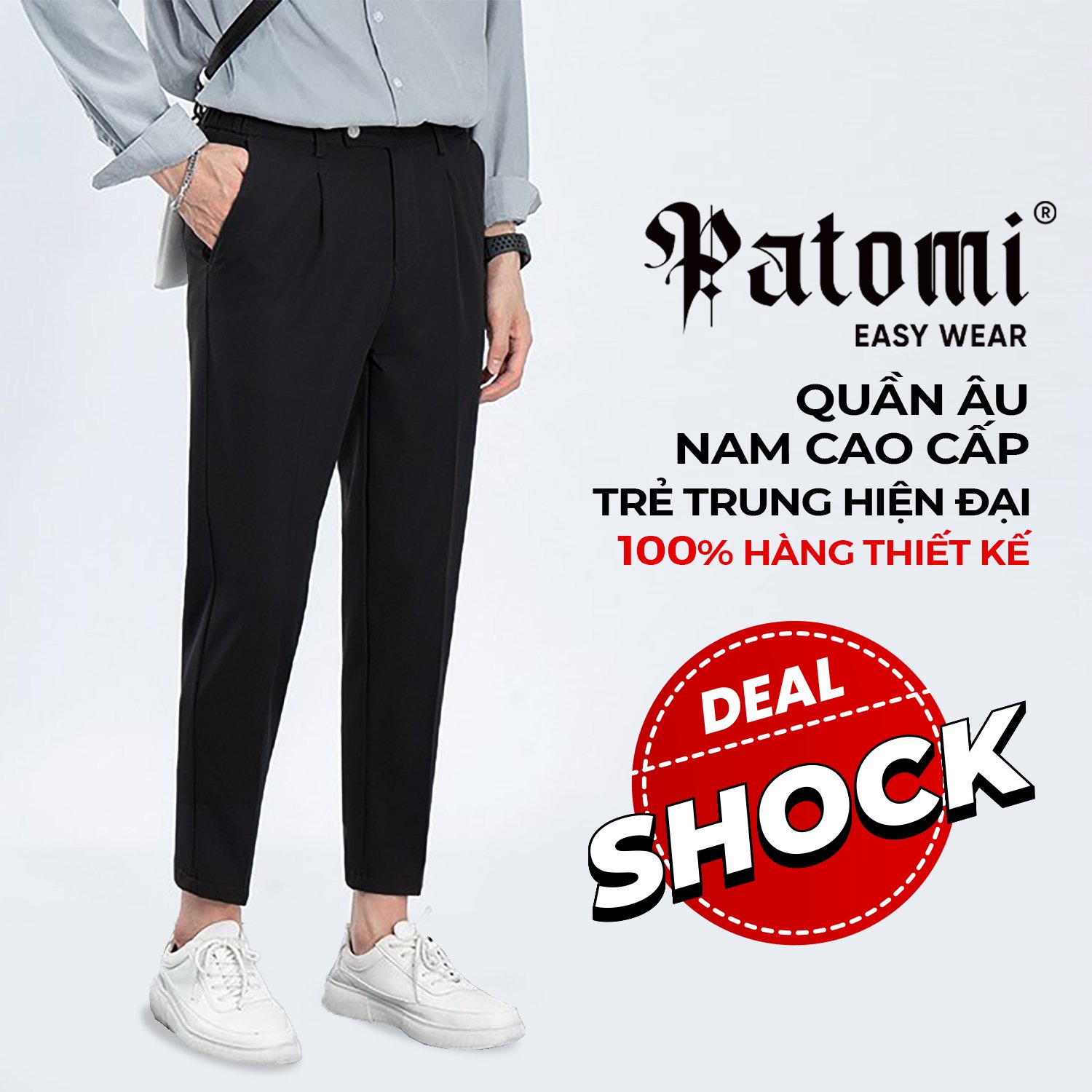 Quần âu nam PATOMI hàn quốc ống suông, quần tây nam cạp chun co giãn-QA183