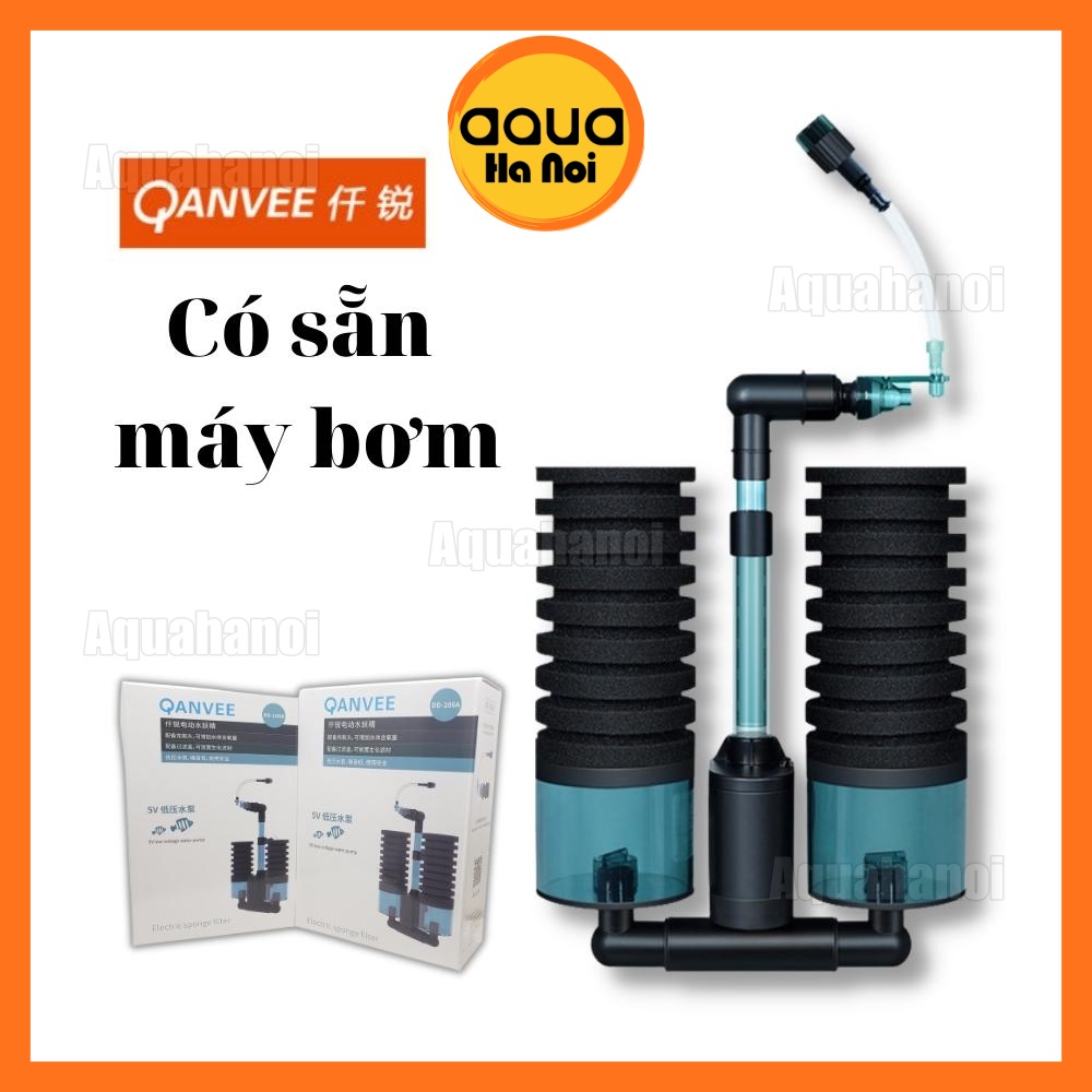 Lọc vi sinh Qanvee DD-100A/200A cho hồ thủy sinh - Có sẵn máy bơm và khay chứa vật liệu lọc