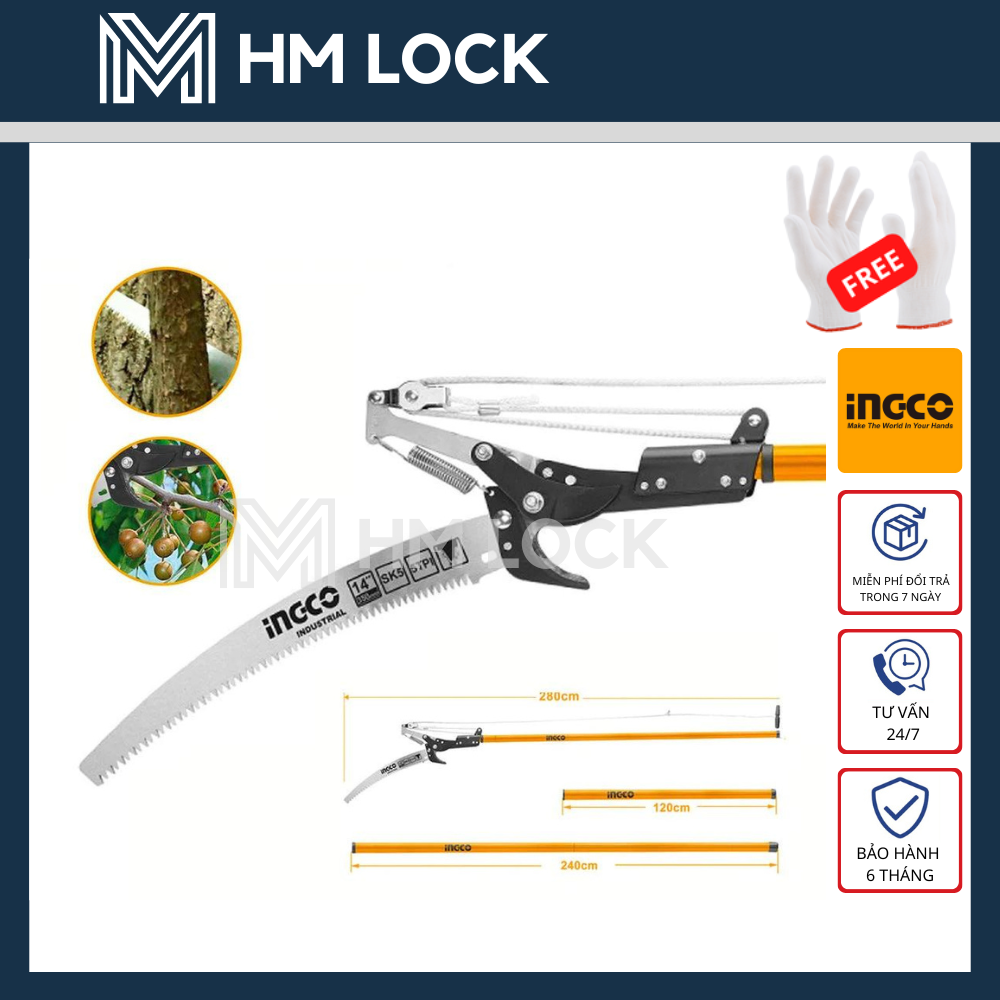 Dụng cụ cưa cắt cành trên cao ingco - hàng chính hãng - heps25281 - hm lock