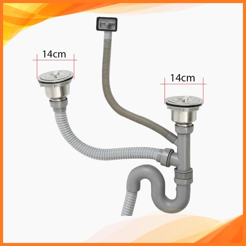 BỘ XI PHÔNG, ỐNG XẢ CHẬU RỬA CHÉN BÁT 2 NGĂN 9066 ( 2 HỐ 14CM )