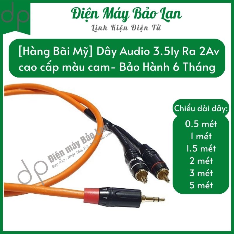 Dây audio 3.5ly ra av/dây 3.5 ly ra 2 bông sen/dây 3.5mm ra rca - bảo hành 6 tháng - điện máy bảo lan