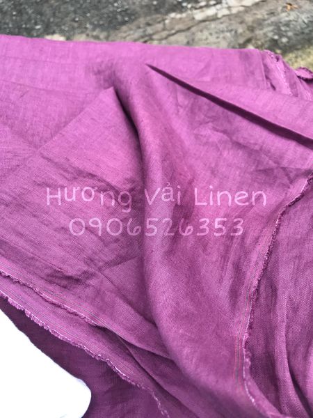 Vải linen tưng premium màu tím violet đã wash cn, tông trầm!