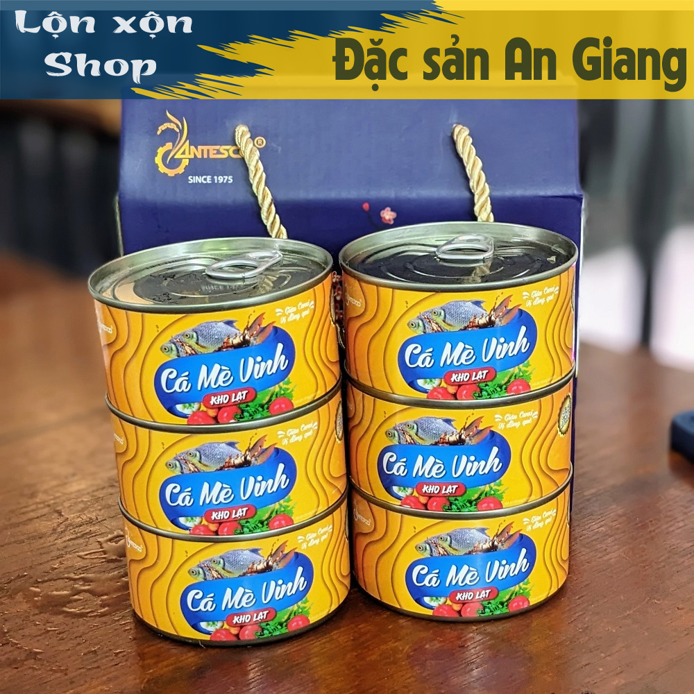 [ĐẶC SẢN AN GIANG] Combo 1 lốc 6 lon Cá mè vinh kho lạt mềm xương hiệu Antesco- Hạn sử dụng 24 tháng (cam kết còn trên 12 tháng hạn dùng khi đến tay khách)(Bao bì mới)