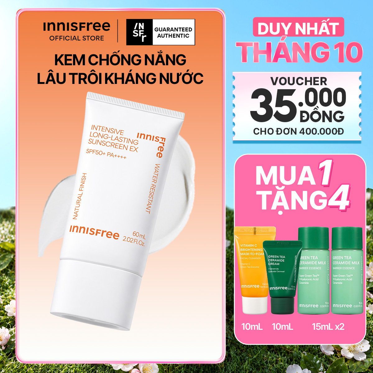 Kem chống nắng lâu trôi INNISFREE Intensive Long Lasting Sunscreen Ex 60ml
