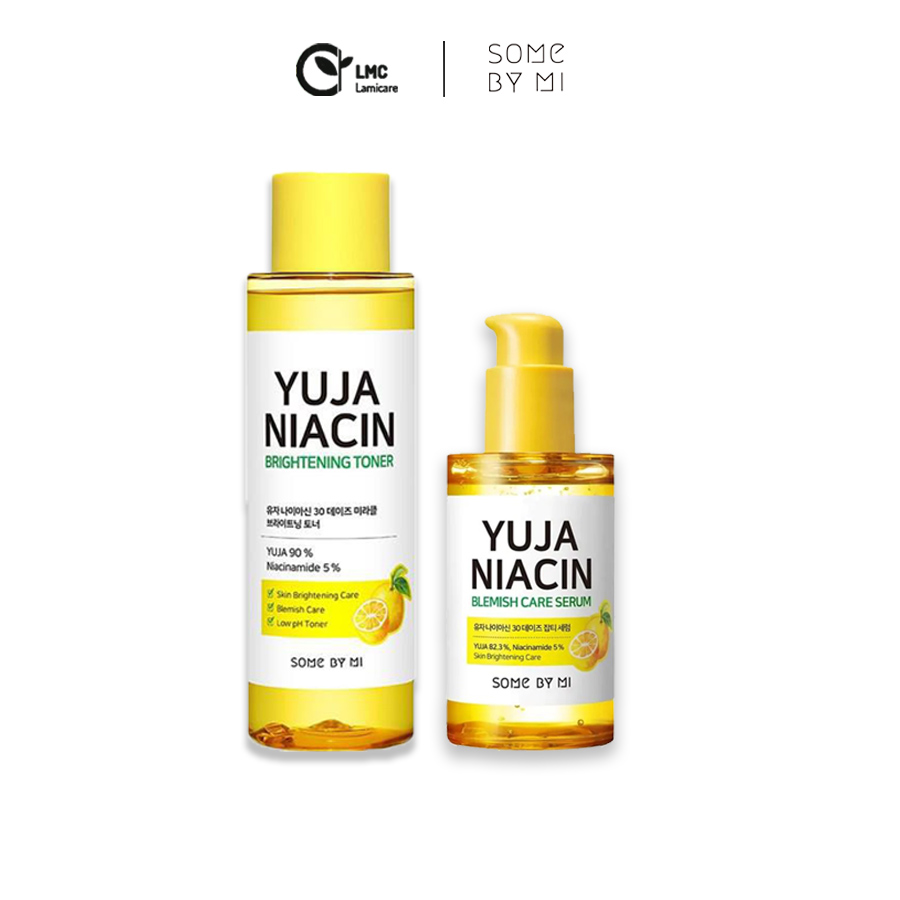 Bộ 2 sản phẩm cấp nước làm đều màu da nước hoa hồng và serum dưỡng trắng chuyên sâu some by mi yuja niacin 30 days full size