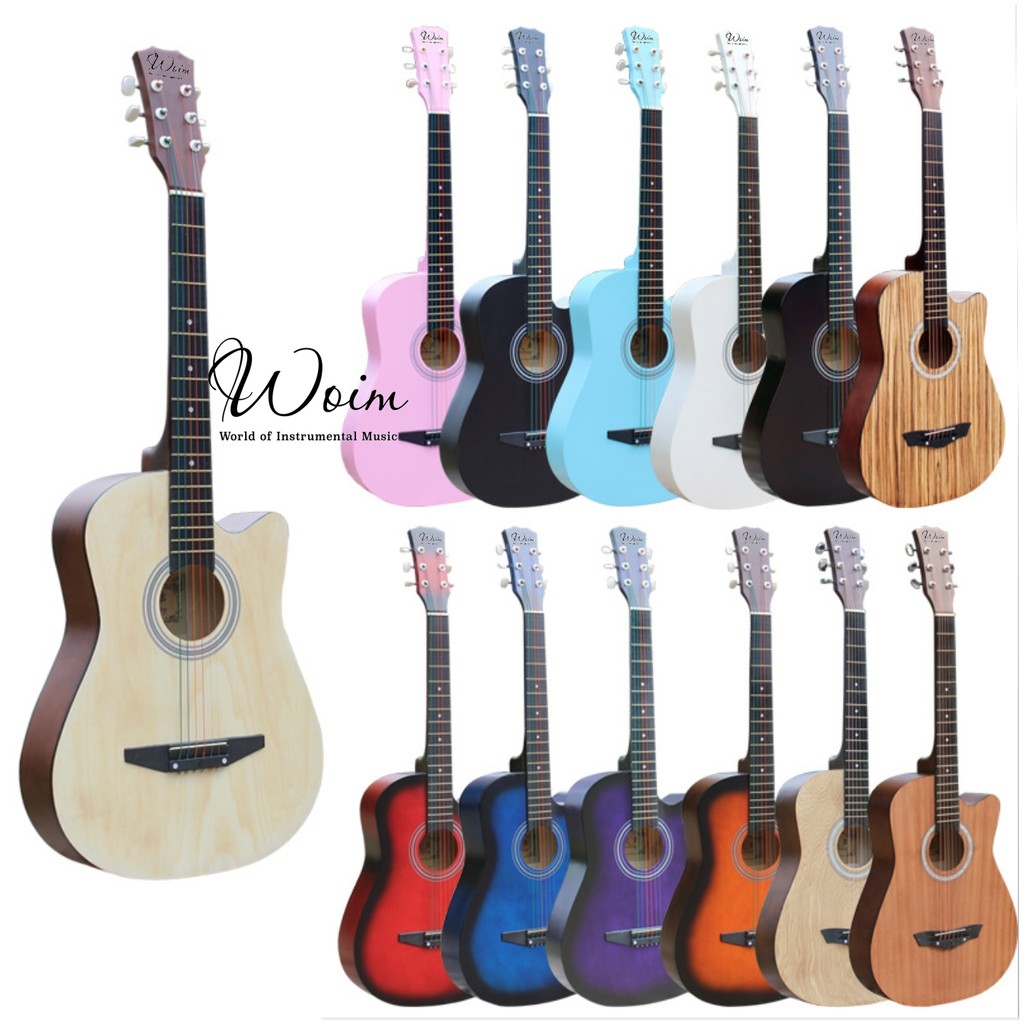 ✇  [Mã LIFEXANH03 giảm 10  đơn 500K] Đàn Guitar Acoustic Gỗ Chính Hãng Woim Nhiều Màu Đủ Phụ Kiện 38-40 inch
