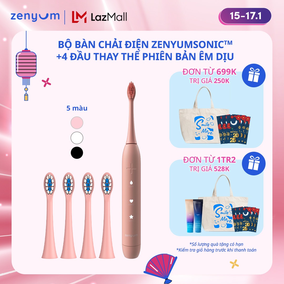 Bộ Bàn Chải Điện Zenyum Sonic + 4 Đầu Thay Thế Phiên Bản Êm Dịu - Màu Tự chọn