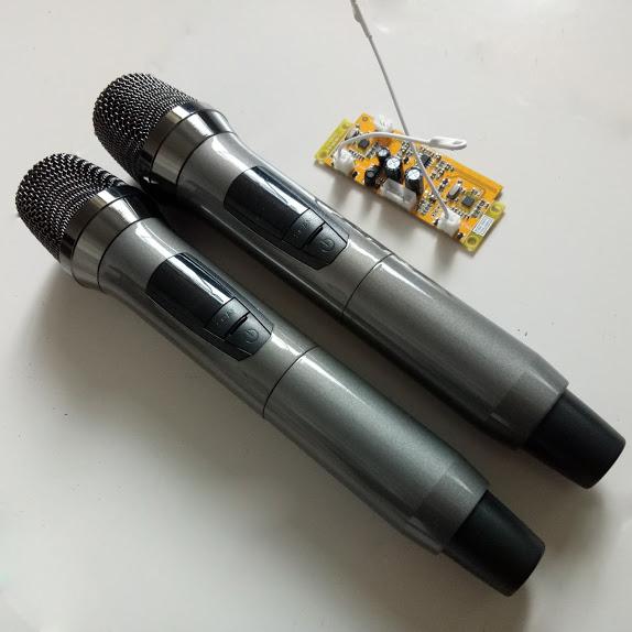 Bộ 2 micro không dây cho loa kéo vỏ kim loại bo mạch rời sóng UHF cao cấp
