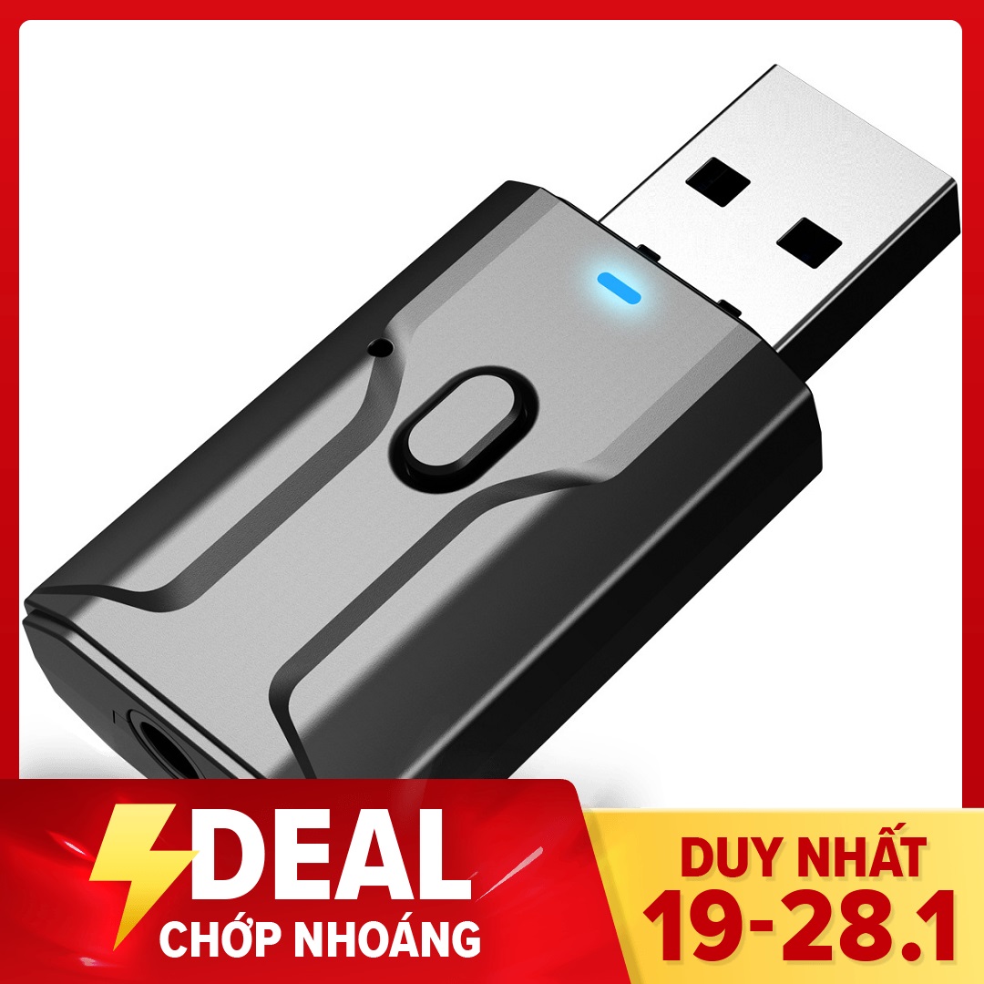 Usb thu phát bluetooth 5.0 đa năng 4 trong 1 giắc jack 3.5mm cho tv pc xe hơi ô tô xe tải