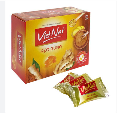 Kẹo gừng Vietnat hỗ trợ nghẹt mũi, cảm cúm, hỗ trợ đau dạ dày, loét bao tử (Hộp 100 viên)