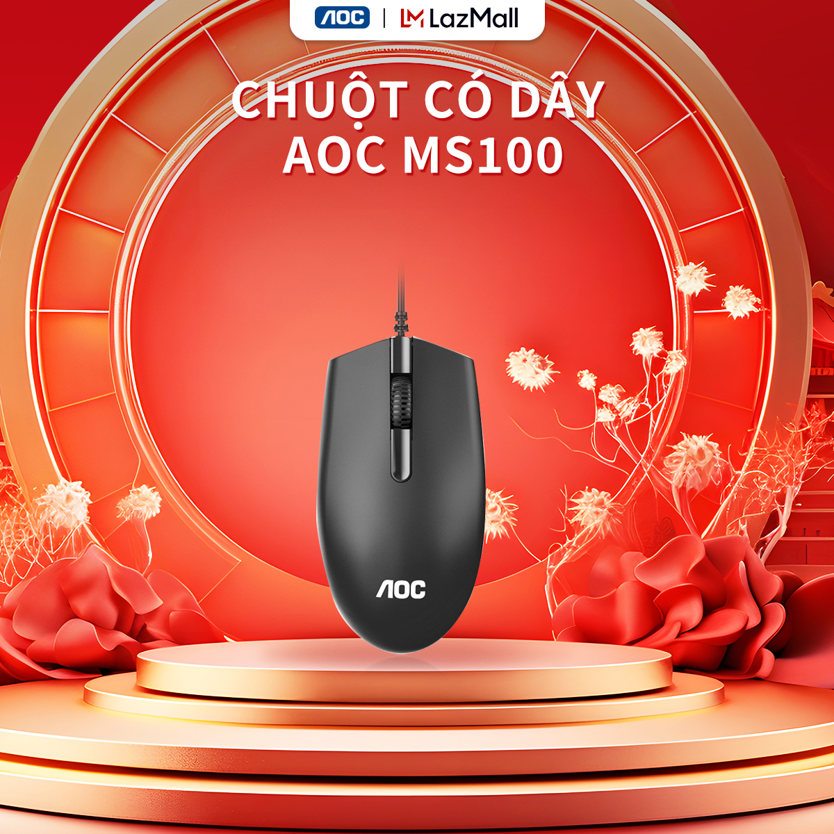 Chuột máy tính có dây văn phòng gaming AOC chơi game cho pc, laptop - Bảo hành 1 năm