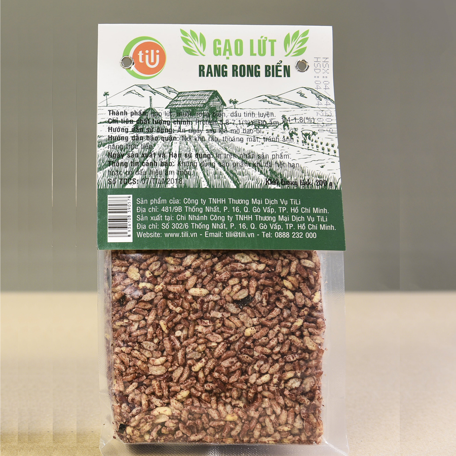 [HCM]Gạo Lứt Sấy Rong Biển | Vegan Store | Ăn là ghiền | Ăn vặt giảm cân | Ăn vặt healthy | 200gr | TiLi