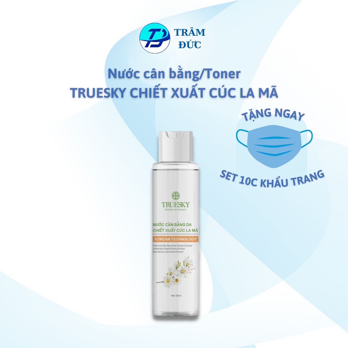 [VOUCHER 8%] Nước cân bằng da Truesky chiết xuất cúc la mã 35ml