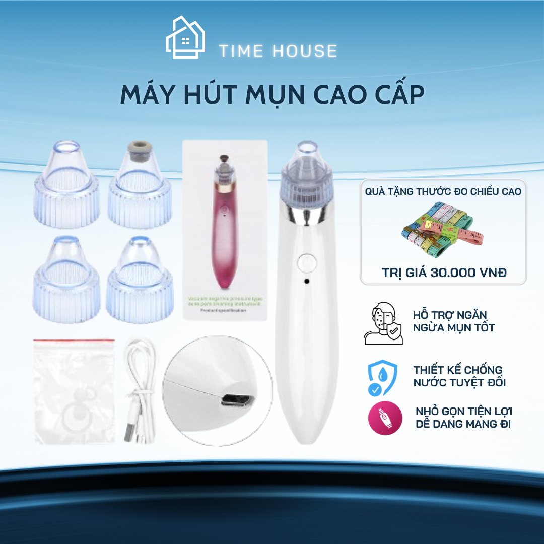 Máy hút mụn cầm tay cao cấp có sạc giúp diệt các mụn đầu đen, mụn cám, tẩy tế bào chết và mát xa mặt một cách êm ái và hiệu quả cao với 4 đầu hút chuyên dụng Bảo hành 1 năm lỗi đổi mới trong 7 ngày