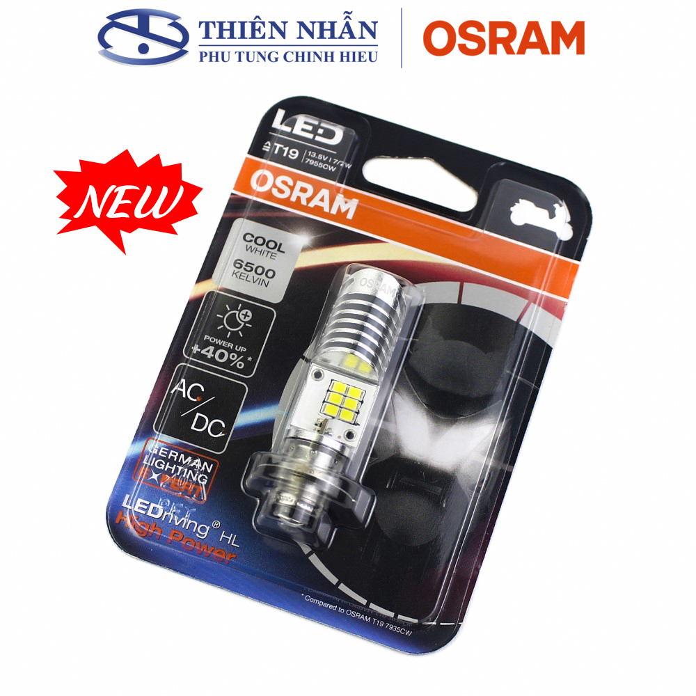 Bóng đèn LED OSRAM T19 High Power Dream, Wave alpha đời đầu, Wave 125i, Wave ZX, Air Blade 110 Thái tăng sáng trắng 7955CW