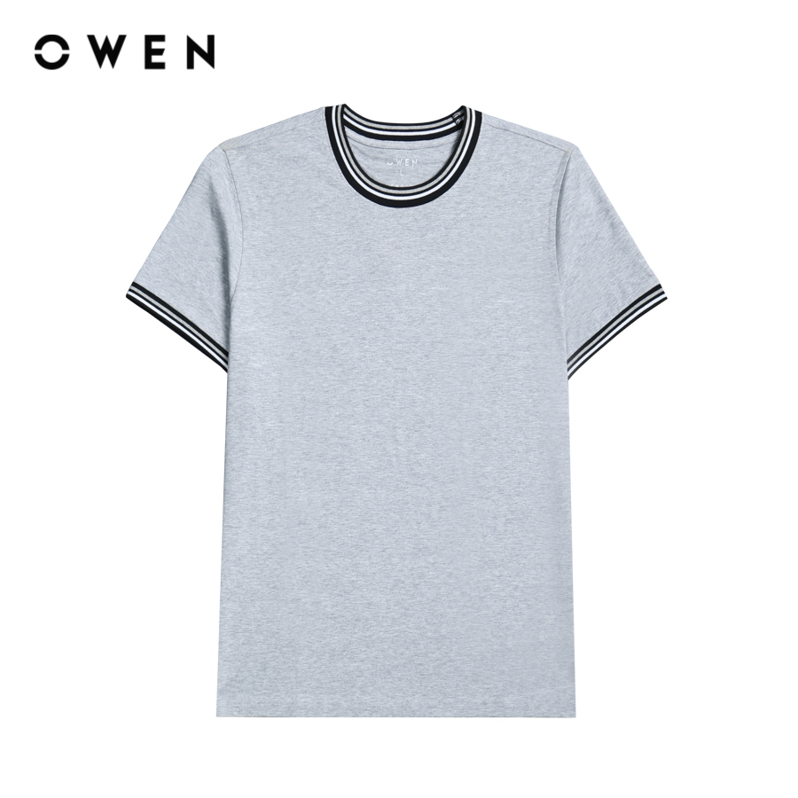 Owen - áo thun nam tshirt body fit tsn221564 màu ghi chất liệu cotton modal