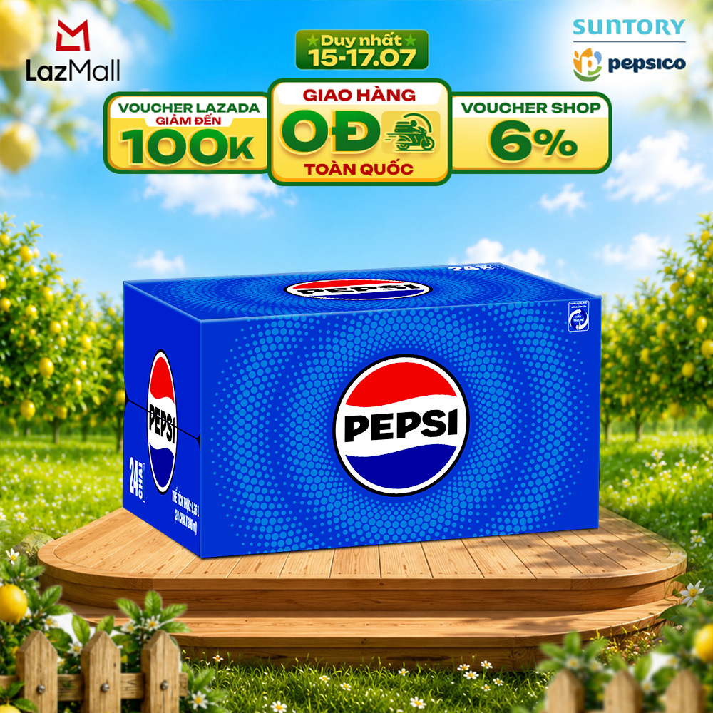 [SALE 15.7] Thùng 24 Chai Nước Ngọt Giải Khát Có Gaz Pepsi (390ml/chai)