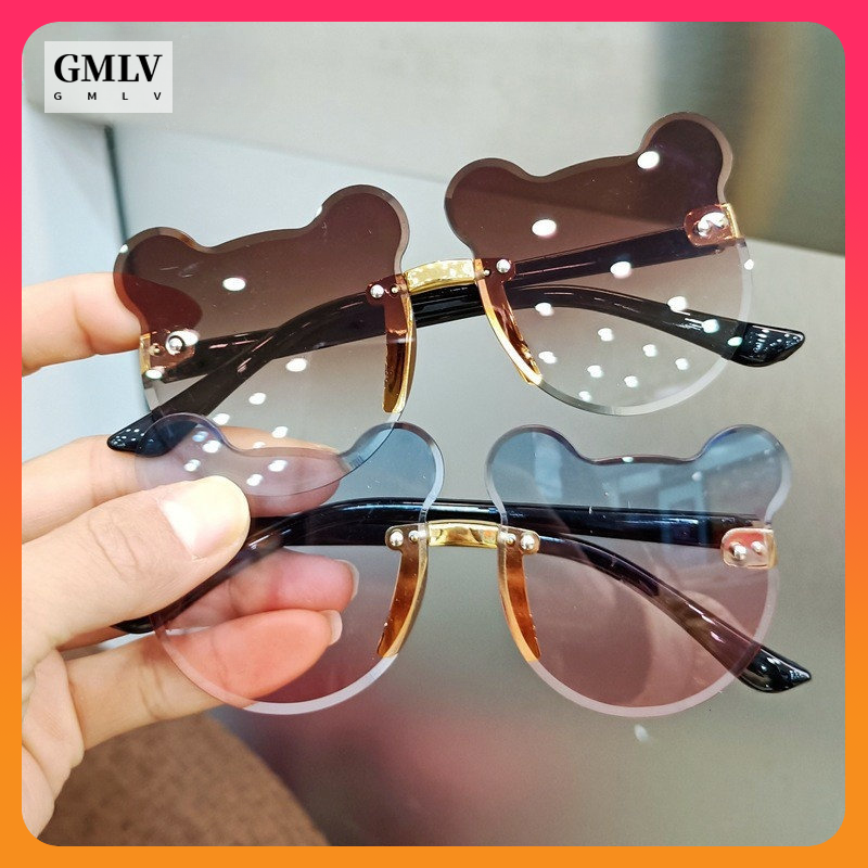 Gmlv mắt kính hình gấu màu sắc gradient thời trang cho bé kính râm trẻ em