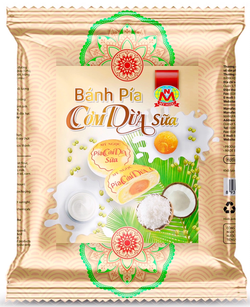 190g 2 Bánh pía CƠM DỪA SỮA tươi, KHÔNG CÓ sầu riêng tươi, mát mát ĐẬU XANH – béo béo DỪA NON – thơm thơm SỮA TƯƠI