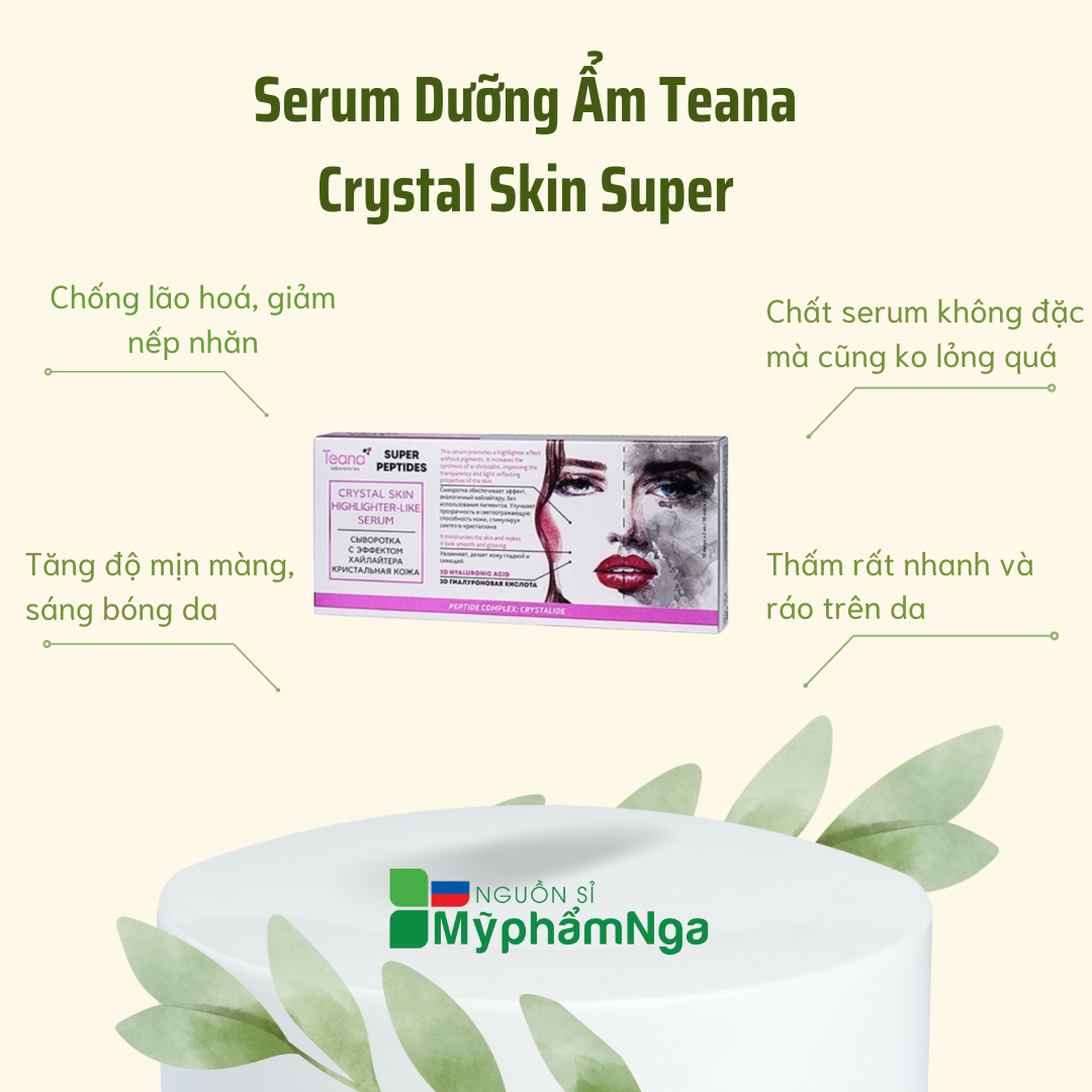 Serum teana crystal skin super peptides làm căng bóng da dưỡng ẩm