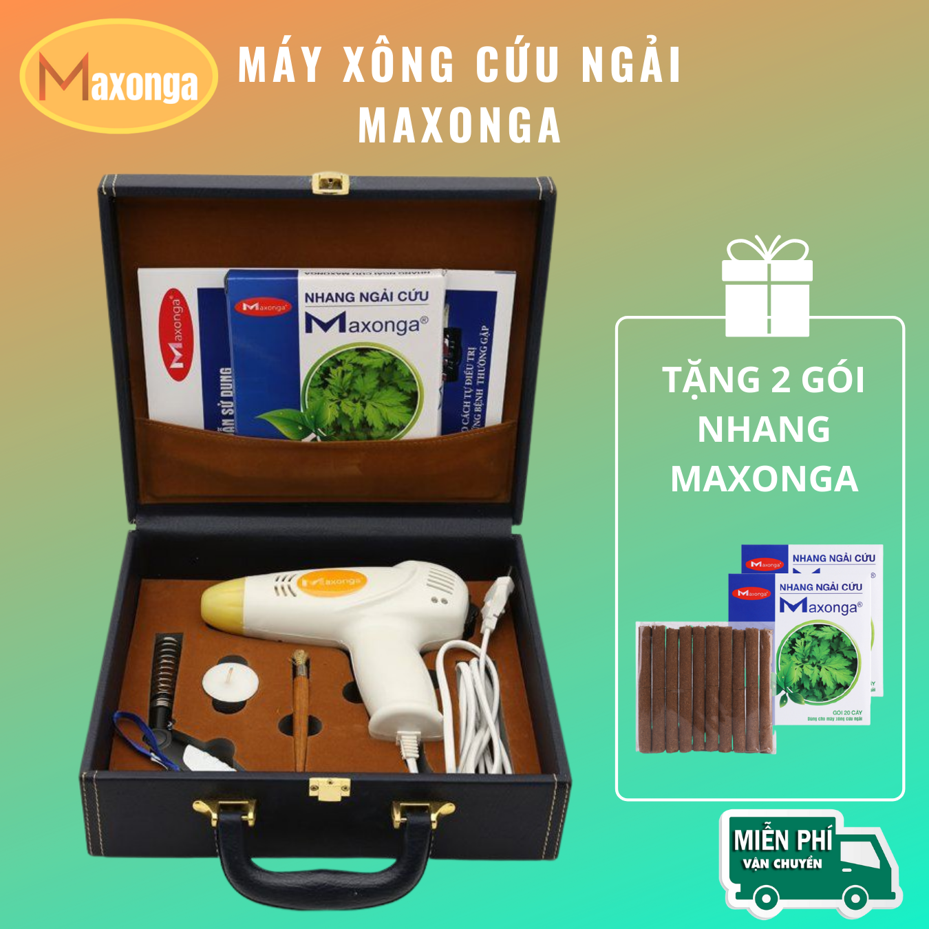 Máy xông cứu ngải MAXONGA tặng 02 hộp nhang ngải cứu