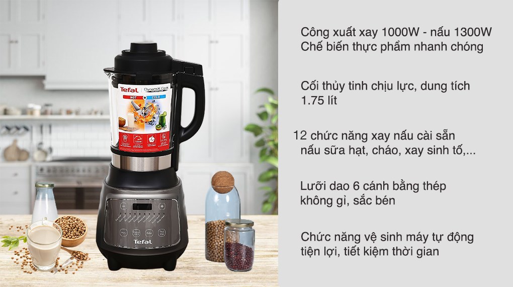 Máy xay sinh tố và làm sữa hạt đa năng tefal bl967b66- - 1300w