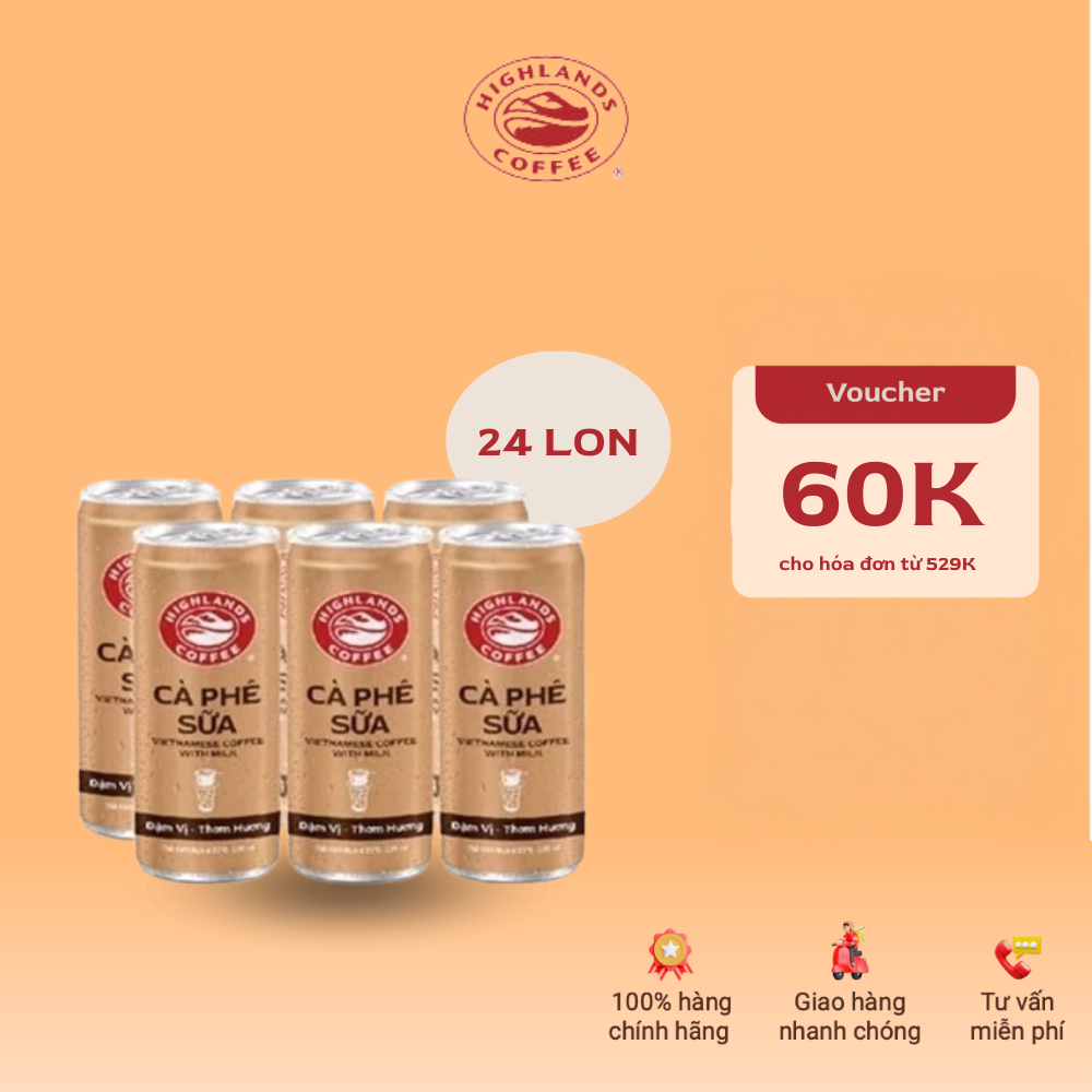 Thùng 24 Lon Cà Phê Sữa Highlands Coffee 235ml