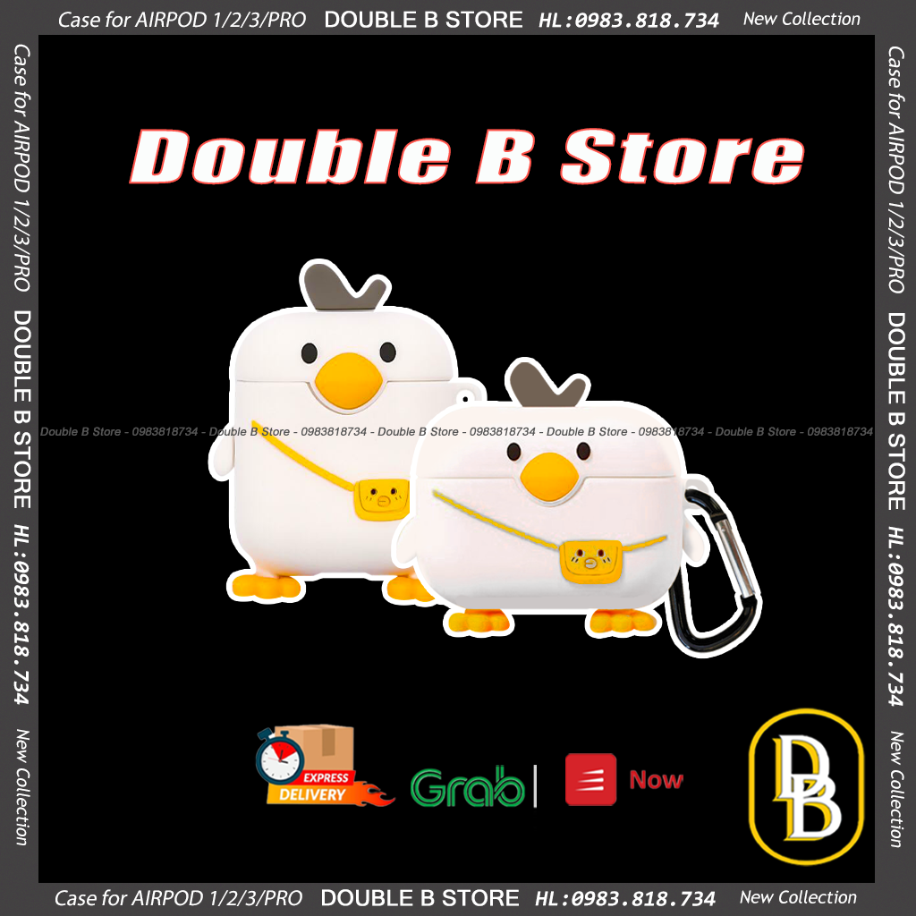 Vỏ silicone airpods pro vịt đeo túi siêu đáng yêu 1016CAVDT