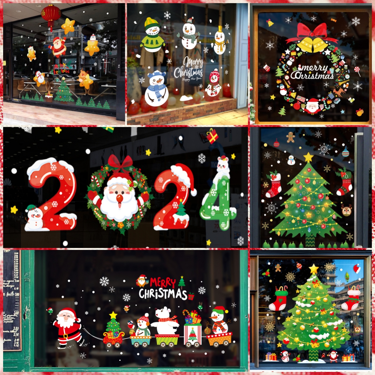  Decal noel 45X60CM 2025 Có Keo dán cửa kính Phụ kiện trang trí giáng sinh Decal dán tường giáng sinh QT902 