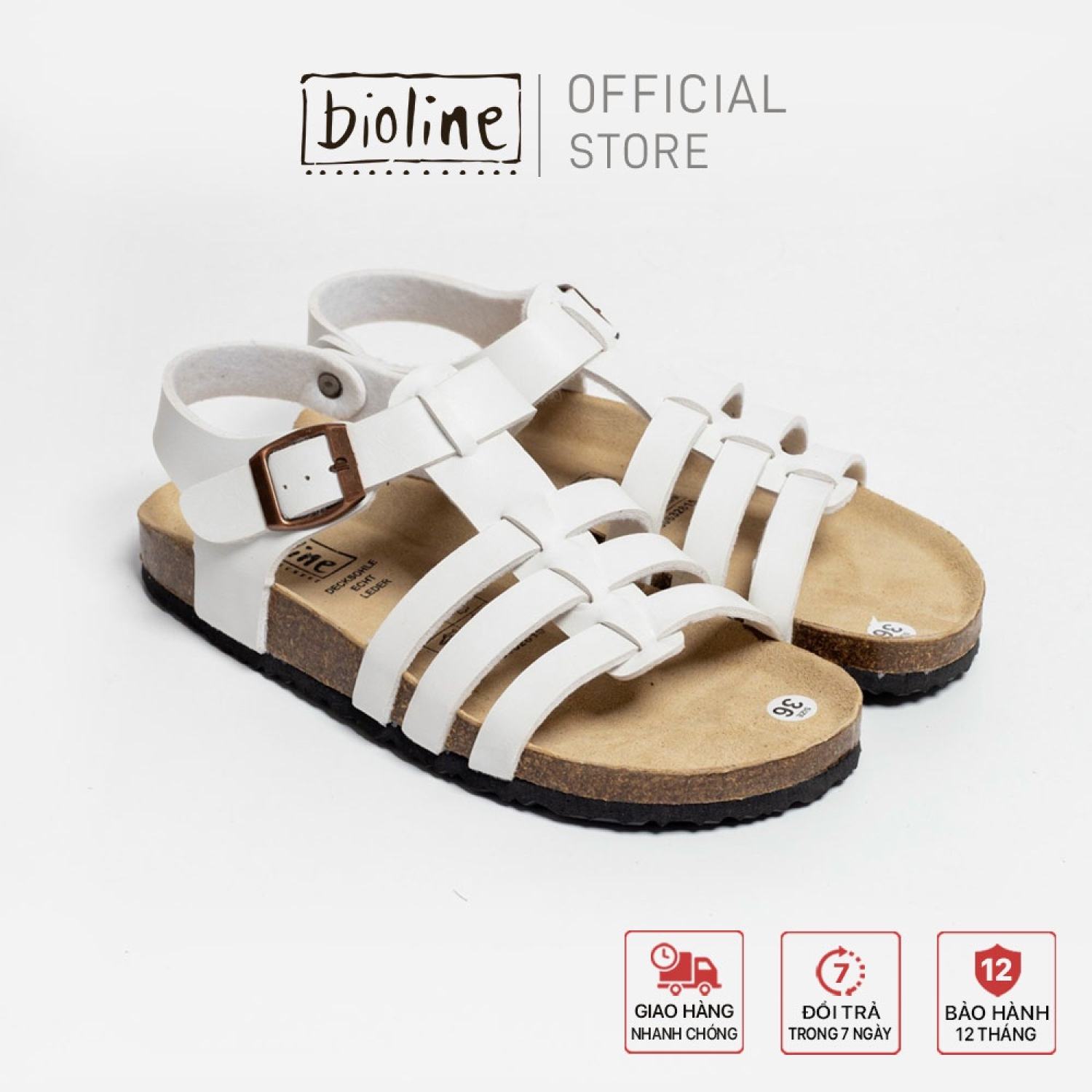 PU12 - Sandal chiến binh unisex da PU cao cấp xăng đan birken cá tính đế trấu Bioline chính hãng