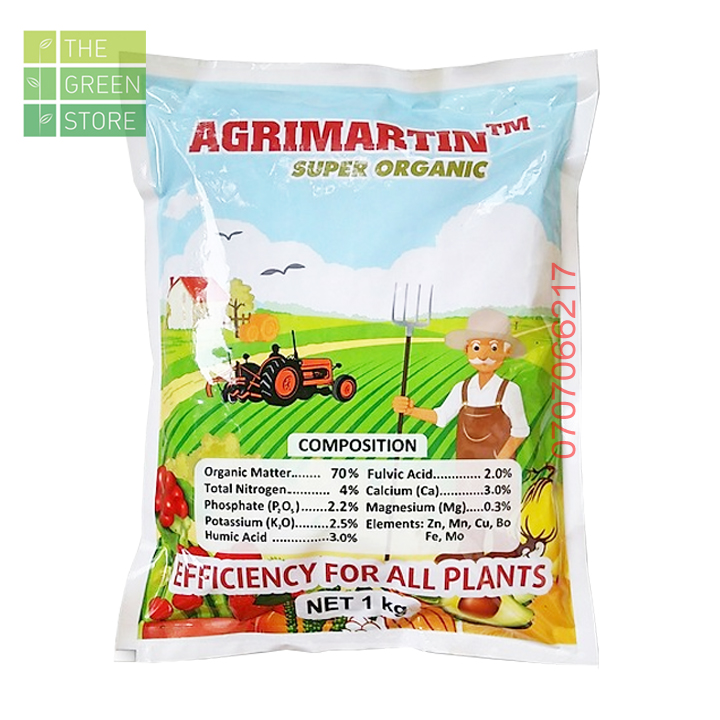 Phân hữu cơ AGRIMARTIN Đầu Trâu (1kg) nhập khẩu Bỉ, dạng viên cho hoa hồng, mai vàng, hoa cây cảnh, rau sạch, cây ăn trái