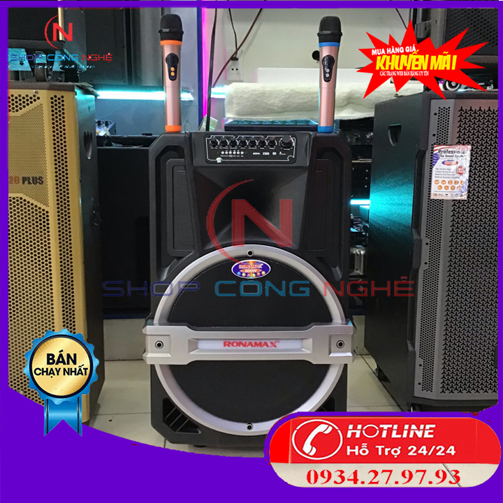 [HCM]Loa kéo di động RONAMAX T15 loa bluetooth thùng gỗ bass 4 tấc hát karaoke âm thanh cực hay tặng kèm 2 MIc