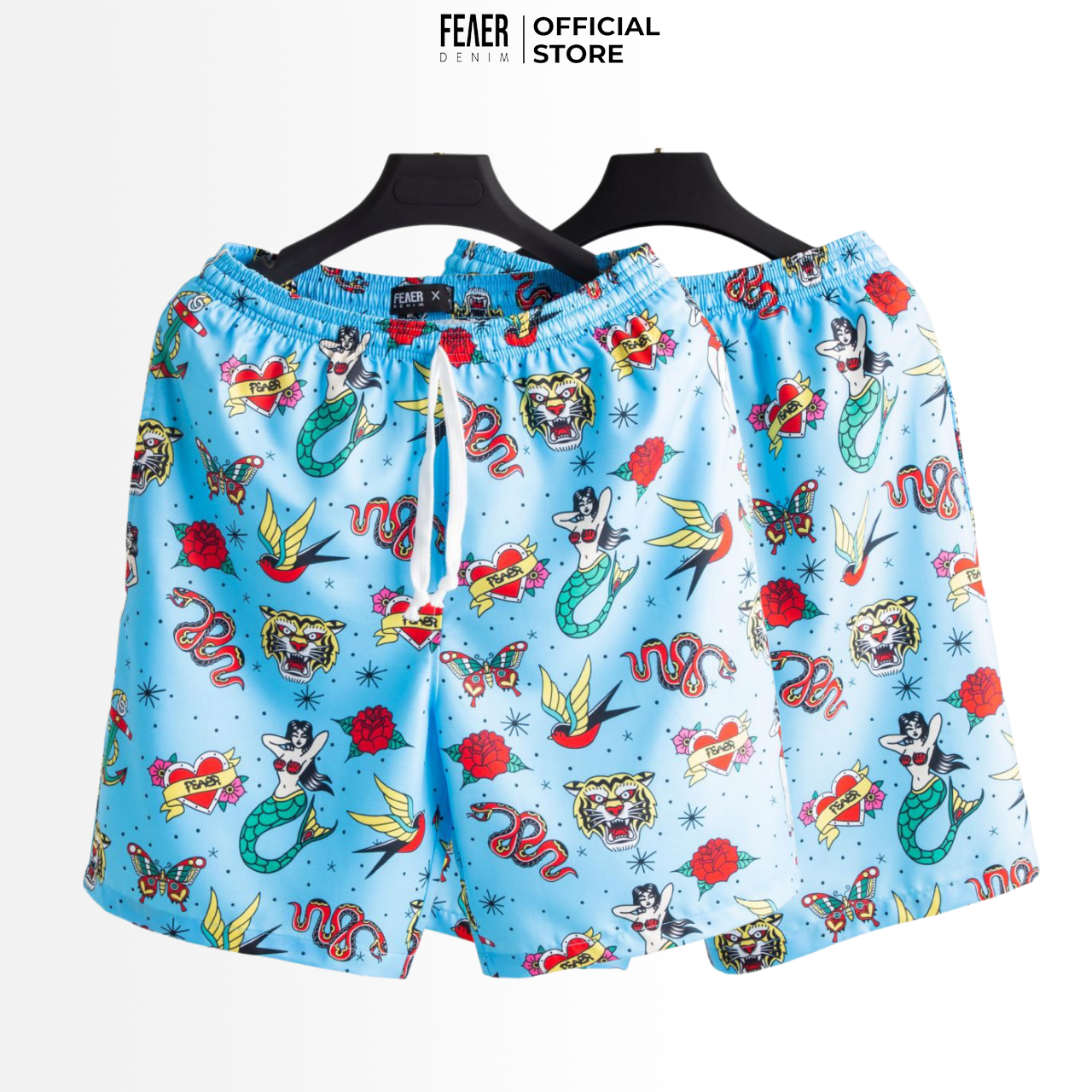 Quần short nam feaer denim chất thoáng khí nhẹ thoải mái vải lụa fasttening