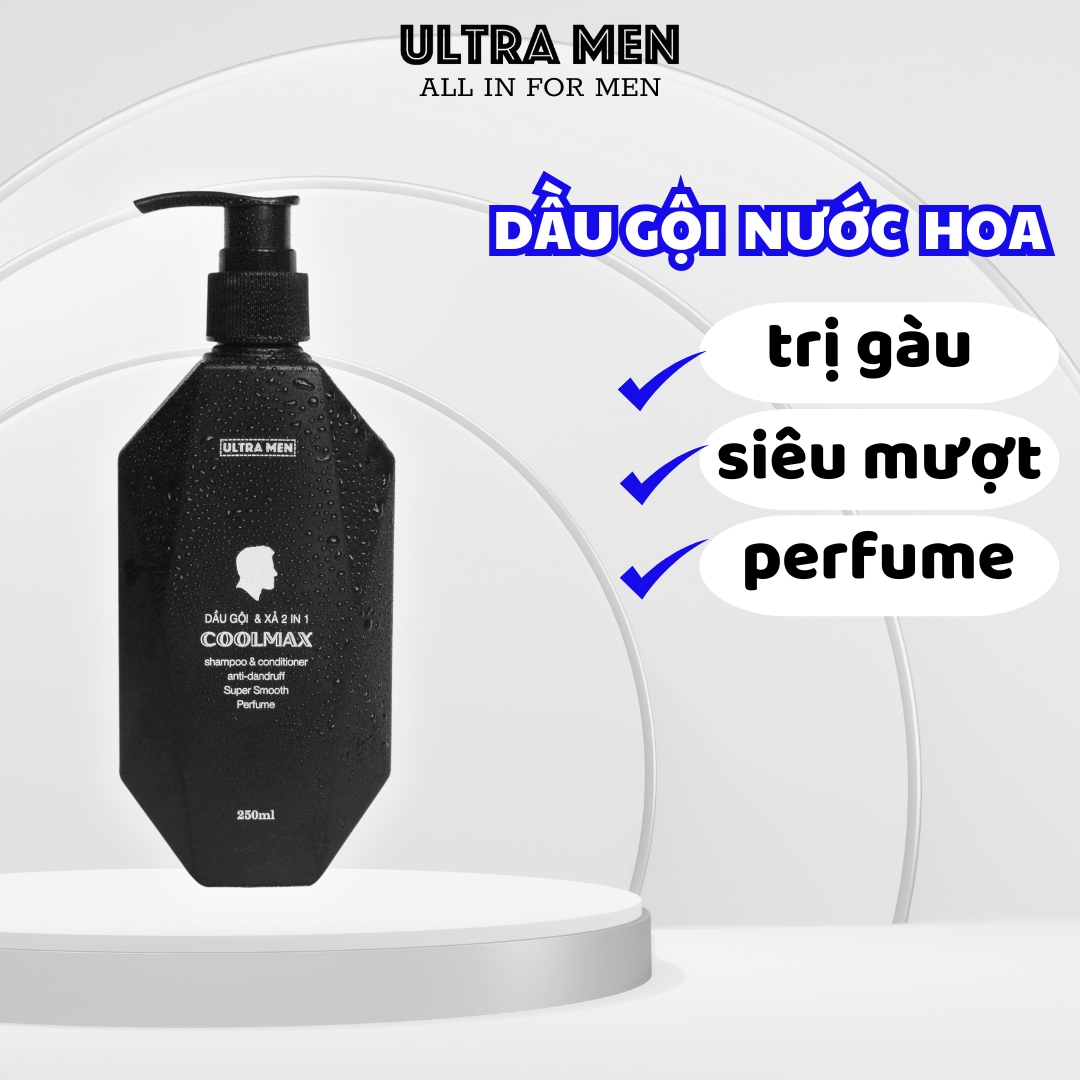 Dầu gội nam Ultra men coolmax sạch gầu mượt tóc cao cấp 250ml