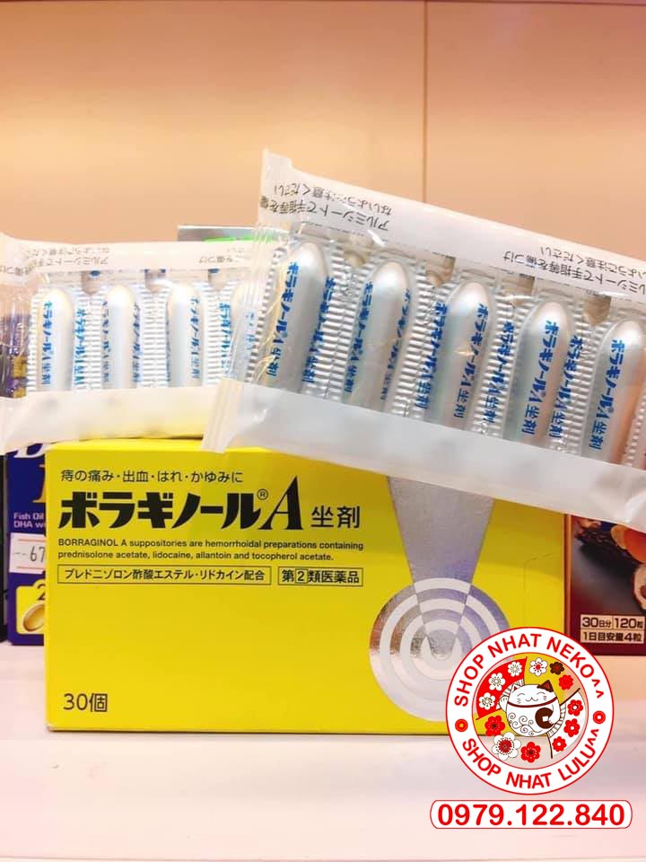 Hộp 30 viên đặt trĩ Nhật chữ A Nhật bản màu vàng