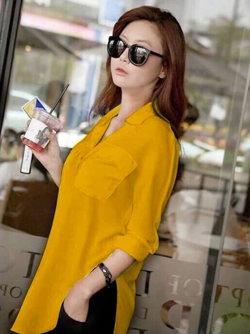 Áo Sơ Mi Nữ Xẻ Tà A518