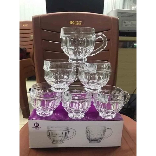 Bộ cốc thuỷ tinh 6 cái có quai