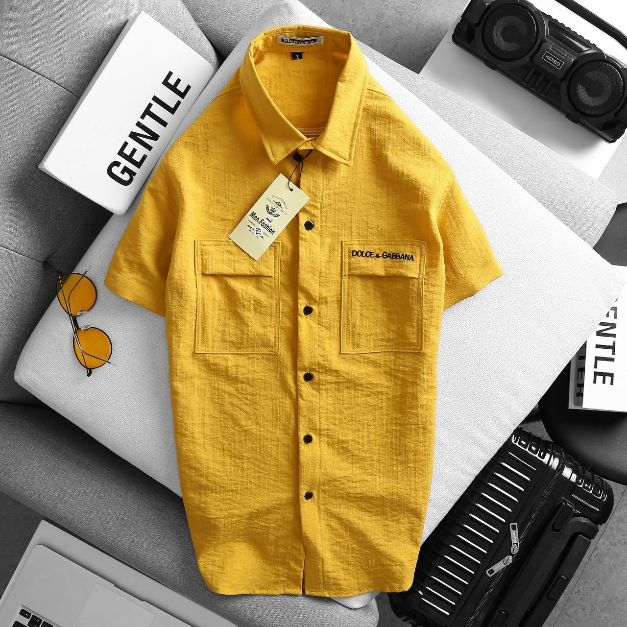 [HCM]ÁO SƠ MI NAM TAY NGẮN VẢI ĐŨI BẢNH BAO ĐÔN CHỀ-QA STORE2020-TS85