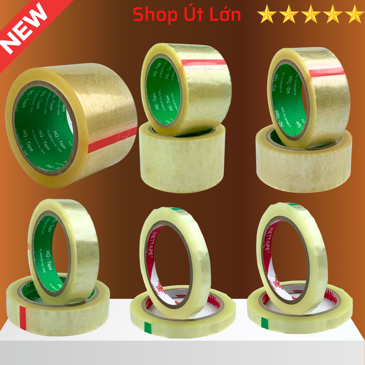 1 cuộn băng keo trong, rộng 1cm, 1.2cm, 2.4cm, 4cm, 6cm, 7cm - 100yard, lõi giấy 3mm