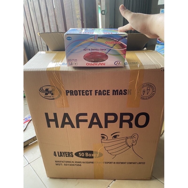 Khẩu trang y tế 4 lớp HAFAPRO.nâu ( 1 thùng 50 hộp /1 hộp 50 cai)