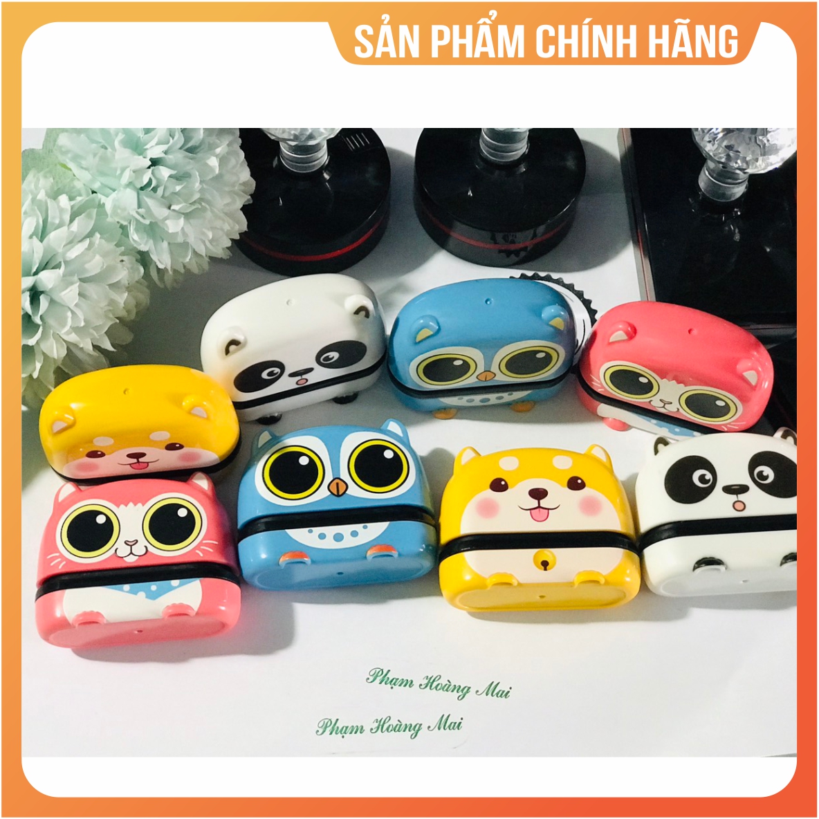 Khắc con dấu tên, khắc mộc tên, khắc dấu văn phòng, con dấu hình thú dễ thương , mực in giấy