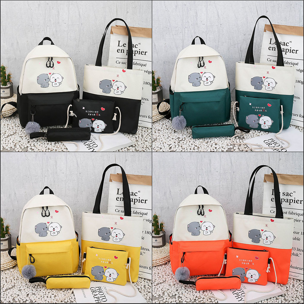 [HCM]Set 4 món balo  balo mèo cute  balo nữ đi học  balo học sinh  balo đi chơi  balo nữ đi học hàn quốc  balo đi học nữ cấp 2  balo du lịch  balo nữ mini  ba lô nữ   ba lo nữ  ba lo hoc sinh - B2037